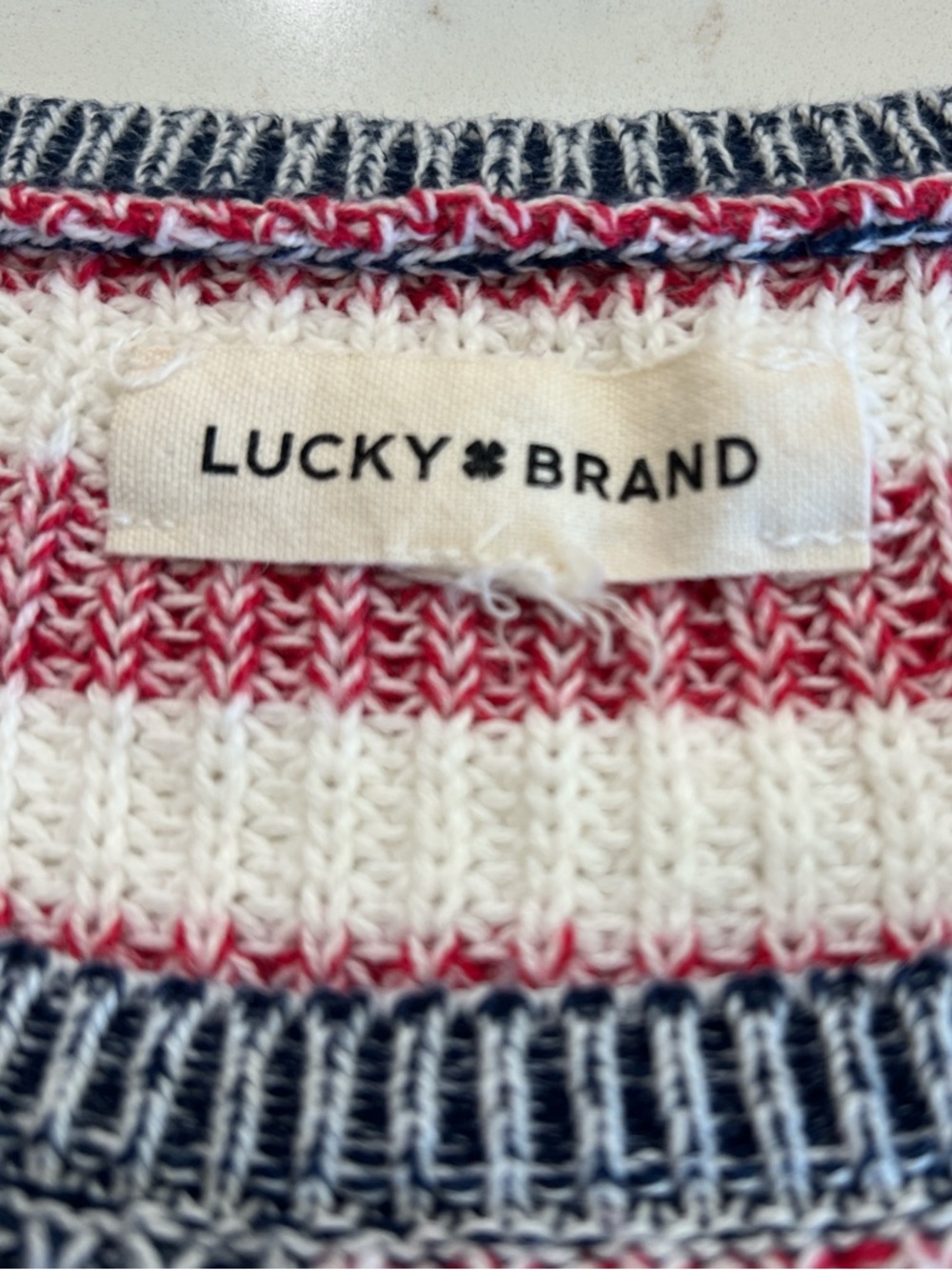 Lucky Brand American Flag Sleeveless Sweater Tank Red White Blue - Picture 6 of 10